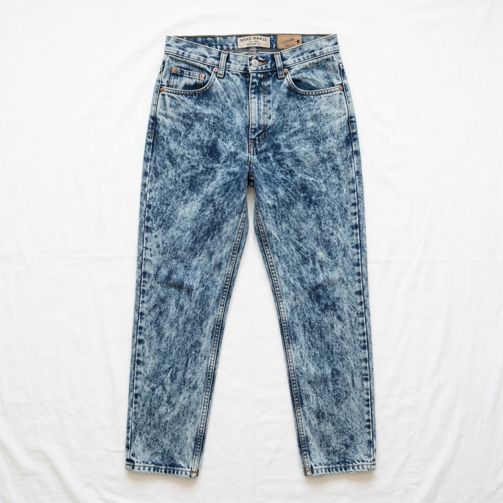 Men Vintage Acid Wash Tapered Retro Jeans