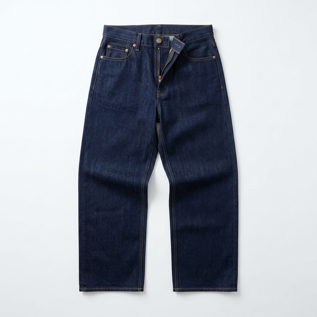 Men Midnight Blue Raw Wide Leg Premium Jeans