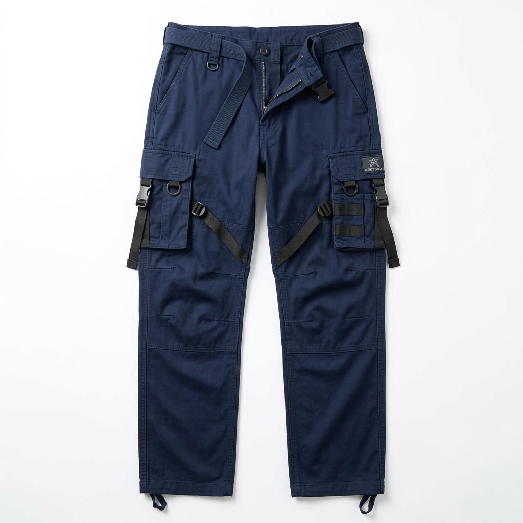 Men Navy Blue Tactical Cargo Utility Trousers